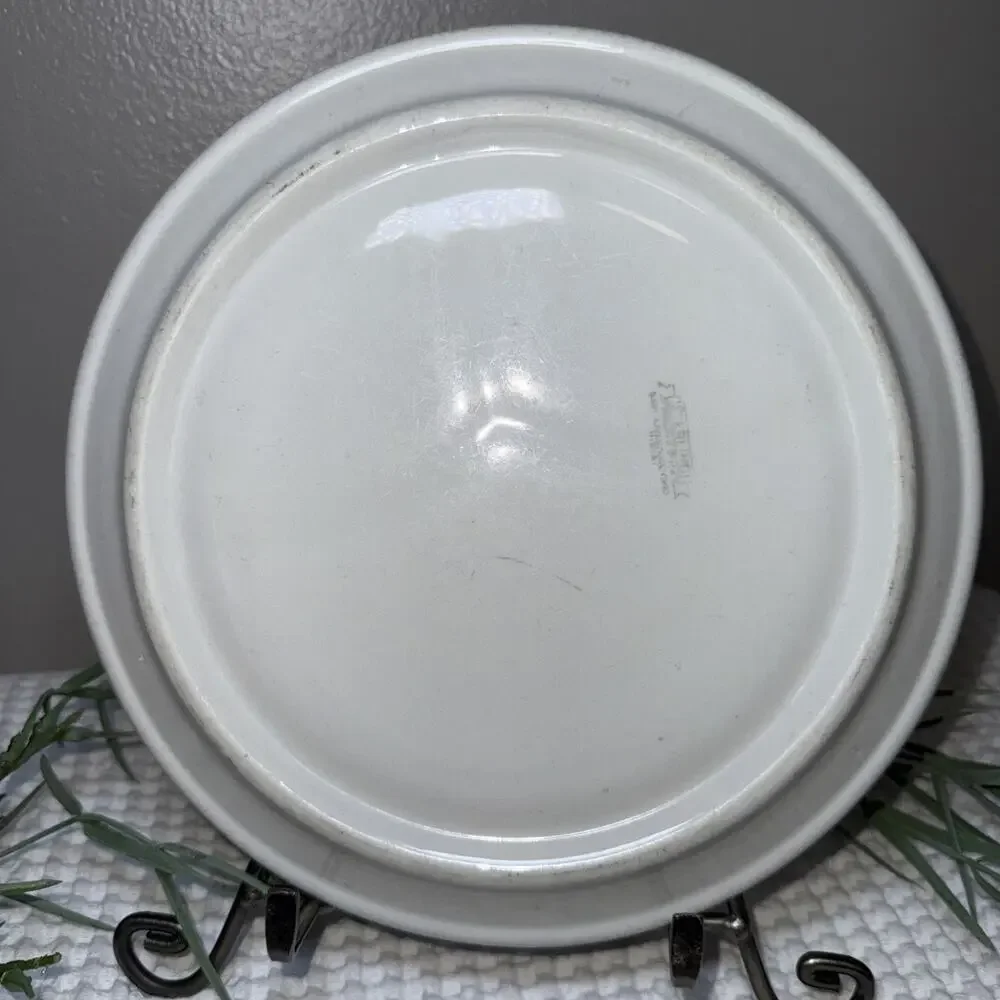 Vintage pink Rosa red Willow divided dinner plate outdoor scene birds, USA